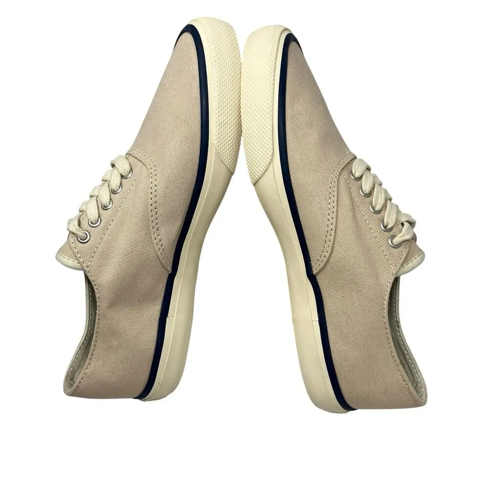 Sperry Sneakers Mens‎ 7 Beige Top-Sider Canvas Lace Up Nautical Boat 13519899